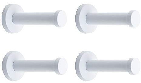 NELXULAS Gancho clásico de acero inoxidable blanco súper resistente para montaje en pared, perchero, ganchos para toallas de baño (4 pulgadas, 4 piezas)