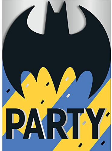 Unique 77524 Batman Partyeinladungen-Batman-Party-8er-Pack, Grafik, Multicolour, 11cm x 21cm