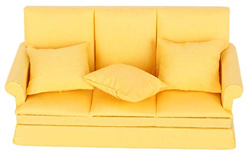 Haokaini Mini Casa delle Bambole Divano 1/12 Scala Casa delle Bambole Poltrona Mobili Divano Divano con 3 Cuscini Rimovibili Misura per Le Bambole Barbie Casa delle Ragazze Regalo di