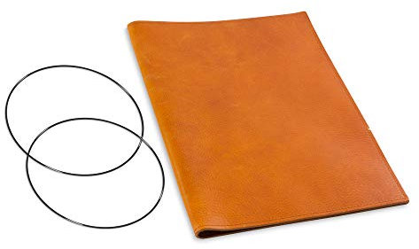 A4+, revolutionäres, nachhaltiges X17-Konzept für Notizbuch, Personal Organizer und Terminplaner/Hülle für 1 Heft! Belgisches Leder hell- braun, cognac, Made in Germany, 17 Jahre Garantie*
