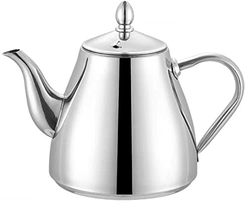 SANQIAHOME Stainless Steel Teapot Coffee Servers 42oz(1.2 litres) 4-5 Cups,Easy Pour Silver Tea Pot