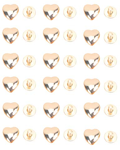 Milisten 20Pcs Metall Herz Geformt Nieten Bolzen Leder Nieten Snaps Doppel Cap Nieten Schraube Zurück Nieten für Leder Taschen Handwerk (Golden)