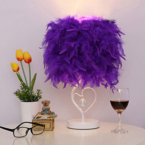 Yenisai Federn Tischlampe,Nachttischlampe Feder, Retro Schreibtischlampe Moderne Tischleuchte Lichter für Kinder, Büro, Lesen, Studieren, Schlafzimmer, Wohnzimmer-Lila