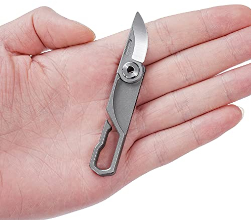 KeyUnity KK00 Mini Cuchillo de Bolsillo Plegable para Hombres - Cuchillo EDC de Titanio Pequeño y con Llavero 0.98 Pulgadas para Camping al Aire Libre de Uso Diario
