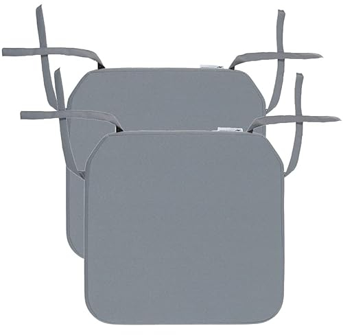 Cuscini per Sedie da Esterno Impermeabili – Resistenti All'Acqua – Ideale per Interni ed Esterni in Giardino, Cucina, Sala da Pranzo, Salotto, Patio, Ufficio, 2 Cuscini - Grigio Scuro – 40 x 40 x 5 cm