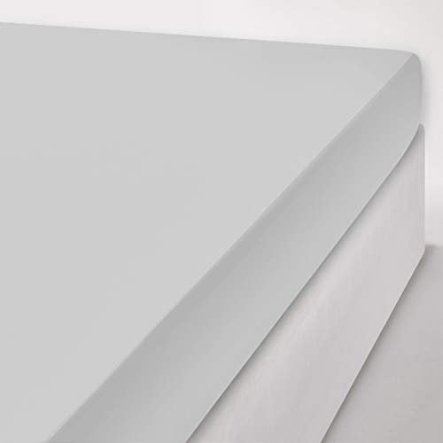 Lenzuola con angoli cotone 100% TINTA UNITA vari colori con elastici (Grigio perla, Singolo 1 Piazza) i SOGNI