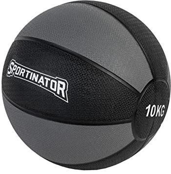 SPORTINATOR® Training Medizinball in grau/schwarz, mit Gewichtsangabe auf dem Ball, ideal für das Kraft- und Konditionstraining. Größe 1 bis 10, Gewicht von 1 kg bis 10 kg (10)