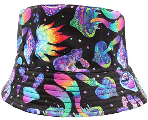 Cherry-on-Top Cappelli Bucket per Festival, Fungo nero/rosa, M