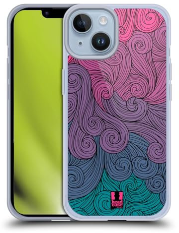 Head Case Designs Rosa Intenso E Celeste Girandole Vivide Cover in Morbido Gel Compatibile con Apple iPhone 14