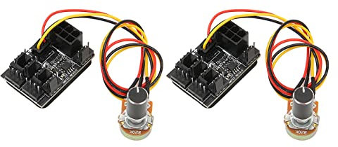 KIMISS 2 Stück PC, 4-poliger Lüfteradapter, PWM-Gehäuse, 4-poliger Lüftercontroller, 3 Potentiometer, Kühlnabe, 8-Wege-Splitter, 12-V-Geschwindigkeit