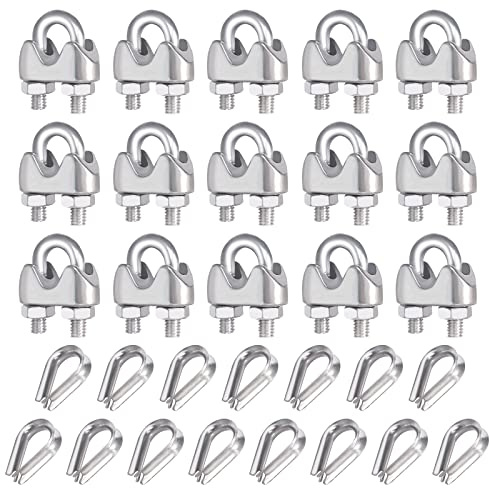 15 Stück Seilklemmen 6mm Set Edelstahl M6 Drahtseilklemme 6mm Seilklemme 6mm Drahtseil Kauschen Bügelseilklemme U Bolzen Klemme für Drahtseil