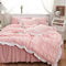 GETIYA Hellrosa Seersucker Bettwäsche 135x200 Elegant Rosa Bettwäsche Mädchen Damen Weich Mikrofaser Bettwäsche Einfarbig Aesthetic Rüschen Bettbezug Einzelbett mit 1 Kissenbezug 80x80