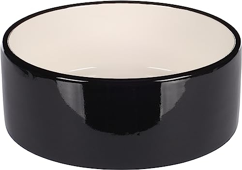Flamingo Futter- UND TRINKNAPF Hund Rocky Keramik SCHWARZ RUND 400ML 13x4,5CM