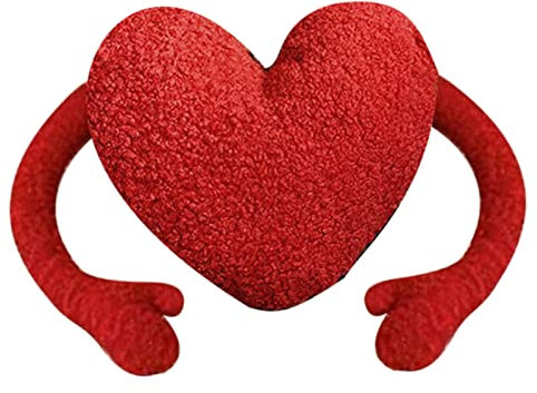 Niedliches Rotes Plüsch-Herzkissen, Liebeskissen, Dekoratives Plüsch-Wurfkissen, Valentinstag, Passend für Wohnzimmer, Schlafzimmer, Kissen, Gefülltes Herz,(Symmetrisch auf beiden Seiten)