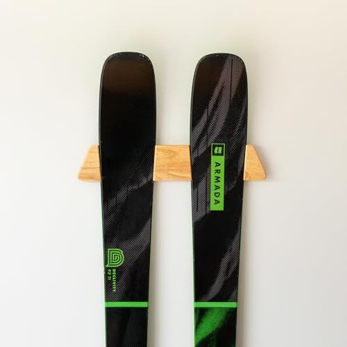 StoreYourBoard Minimalistischer Skiträger aus Holz, Wandhalterung, Massivholz, hält 22,7 kg