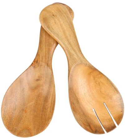 Salad Servers Natural Wooden Salad Tongs Set of Acacia Wood Fork & Spoon Kitchen Dining Room Table Serveware Accessory Gift Set
