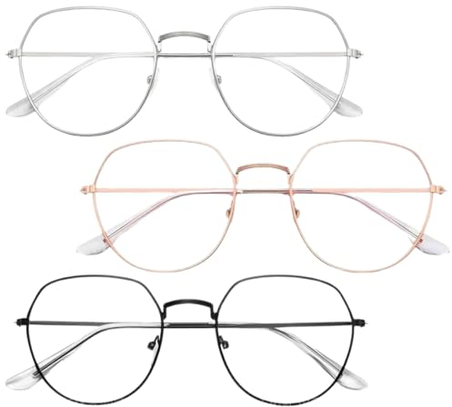 KGDUYC Occhiali da Lettura,Occhiali con Filtro per la Luce Blu, Occhiali Piatti Anti-Luce Blu, riducono l'affaticamento degli Occhi e riducono Le Radiazioni ultraviolette (3 Paia)