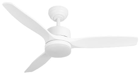 Abrila - Ventilador DC TORINO | Color Blanco con tres Aspas Desplegables | con 6 Velocidades Ajustables | con 3 Temperaturas de Luz | Mando a Distancia Incluido