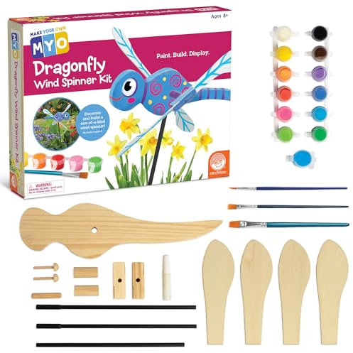 MindWare Bastelset zum Selbermachen mit Libellen-Windspiel aus Holz – Bauen und Dekorieren für Kinder ab 8 Jahren