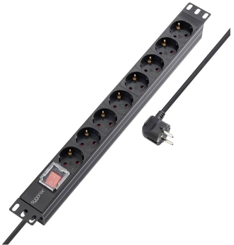 sygonix SY-5799002 Steckdosenleiste 19 Zoll 8fach Schwarz Schutzkontakt 1St.