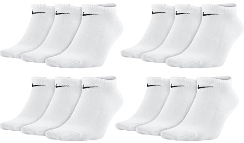 NIKE 12 Paar Everyday Lightweight Sneakersocken Socken Weiß Schwarz SX7679, Farbe:Weiss, Socken Neu:38-42