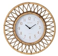 J-Line Wanduhr Wonder - Rattan/Sperrholz - Naturell/Weiß - Small