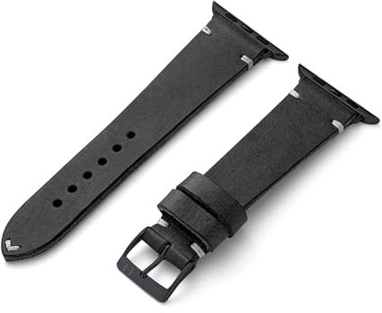 MANUFAKTURWERK Armband ST. Pauli | kompatibel mit Apple Watch 1-9, SE | Leder | für Damen und Herren | Sport | Schwarz, Größe:M (Standard). 38 mm / 40 mm / 41 mm, Farbe:Space Schwarz Edelstahl