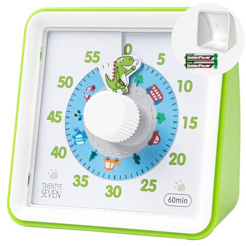 Minuteur visuel avec étui de protection, compte à rebours de 60 minutes pour enfants, autisme, TDAH, salle de classe, bureau à domicile, compte à rebours pour la gestion du temps de réunion, motif