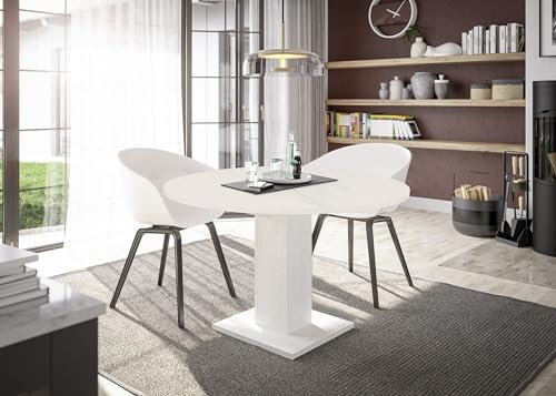 möbelando Säulen-Esstisch >Tap< (ausziehbar bis 130cm) in Pino Aurelio - 90(130) x76x90cm (BxHxT)