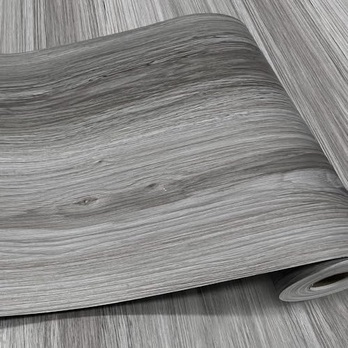 auxua Wood Grain Peel and Stick Floor Tiles – 11.8” Width, Full Roll Length of 118 – Versatile Design for Any Space, Grey Self Adhesive Vinyl Flooring, Waterproof and Non-Slip Features