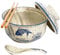 Ensemble de bols Ramen en céramique 800 ml avec couvercle, cuillère et baguettes, grands bols à soupe japonais vintage bol de nouilles instantanées vaisselle asiatique (Poisson * 1)