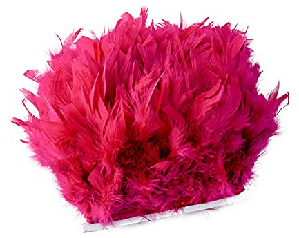 Adorno de plumas de pavo, flecos de 1/5/10m para decoración de ropa-Vino tinto-10M