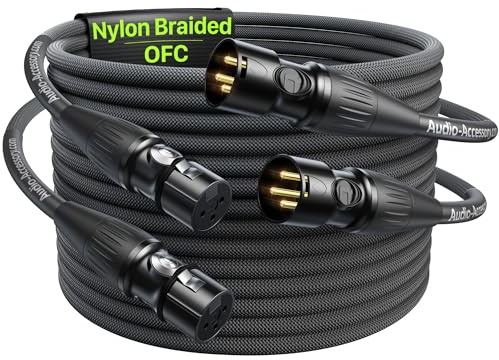 AA AUDIO ACCESSORY Short XLR Cables 4.5M 2Pack, Gold-Plated Rean Connectors from Neutrik, Kevlar-Reinforced Nylon Braided Microphone Cable, Durable Shielded and Balanced XLR Cable, Male to Female