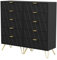 UEV Kommode 2er Set,120 x 34 x 110 cm, Schrank mit 10 Schubladen, Highboard, TV Schrank, Sideboard mit Schubladen, Schmal kommode, Beistellschrank für Wohnzimmer Schlafzimmer Flur (Schwarz)