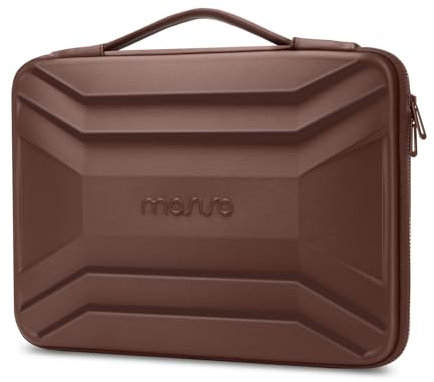 MOSISO 15-16 Pollici Custodia Rigida Laptop, 15,6 Pollici Impermeabile Borsa Computer Compatibile con MacBook HP Dell, Custodia Rigida PC EVA Trapezoidale Simmetrica con Maniglia, Marrone
