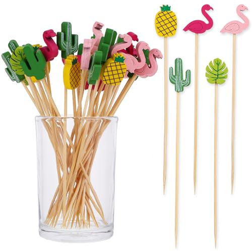 Giantree Cocktailspieße, 100 Stück Spieße Fingerfood 12cm Spiesse Für Snacks Fingerfood Cocktail Sticks Spieß Zahnstocher Aus Holz Mit Deko Für Spieße Fingerfood Cocktail Spieße Party Deko