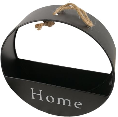 Wand hängende Pflanzer schwarzer runder Blumentopf, Metall-Wand-Pflanzer mit Pulverbeschichtung, schwarz, geeignet für den Gebrauch im Innen- und Außenbereich, für die Anzeige von hängenden Pflanzen,