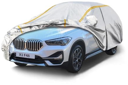 Autoabdeckung Wasserdicht für BMW X1 F48 SUV(2019-2022),Vollgarage Autoplane für Regen Sonne Staub Schutz Schneeschutz,Winter Sommer Auto Abdeckplane Outdoor Atmungsaktiv