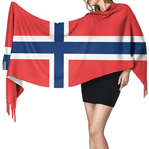 Flagge Von Norwegen Schal Damen Mit Fransen Schals & Tücher Für Damen Weiche Schal Mit Quasten