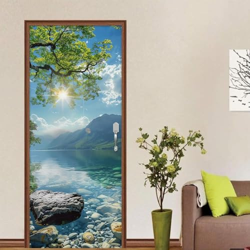 Türbekleben Natürliche Landschaft Türtapete, Selbstklebend TürPoster Natürliche Landschaft Türbilder, 3D Fototapete Türfolie Poster Tapete Türaufkleber Tür Tapeten 77 x 200 cm q2930