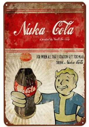 Vintage Metallschild, Nuka Cola Blechschild, lustiges Deko-Poster für Zuhause Mann Garten Bar Garage Höhle Wandtafel Eisenschild 20 x 30 cm
