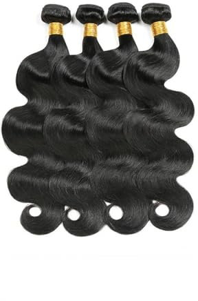 Haarverlängerungen Brasilianische Körperwellen-Bündel, Echthaarverlängerungen, 1/3/4 PC, Echthaar-Bündel, Körperwebart, natürlich/tiefschwarz, 20,3–81,3 cm Echthaarbündel(Natural Color,20inches 1PC)
