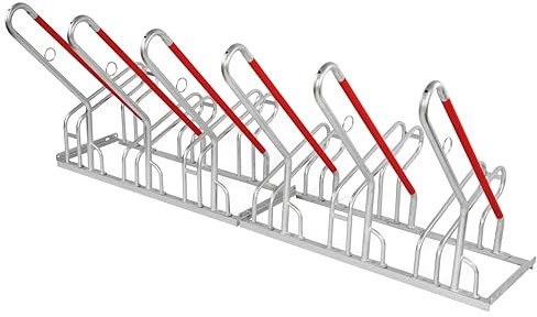 SCHULTE Regalwelt Fahrradparkständer E-Bike, für 6 Stellplätze | ca. 210x82x93 cm (LxHxB), modular, verzinkt, Anlehnparker