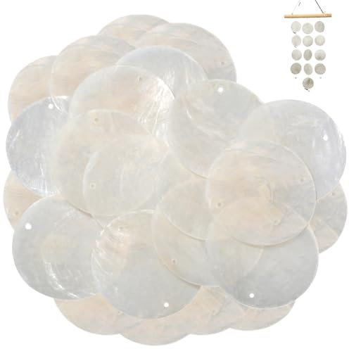 Hbbgdiy Capiz -Schalen, 2 Zoll rund mit Löchern, 100 -teilige polierte natürliche Capiz -Dekor, DIY -Seebrauten zum Handwerk, Schmuck Machen Türvorhang Wind -Chime -Material