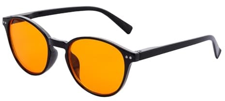 OKH Runde Blaulicht Blockierende Brille 99% Blaulichtfilter für Computer und Telefon, gegen Augenbelastung und Ermüdung leichte langlebige Gamer Brille (Schwarzes/Orange)