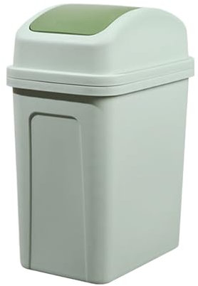 Plastic Bins with Lids,Swing Bin,Waste Recycling Bin with Swing Flip Top Lid-Durable Plastic Rubbish Bin for Kitchen,Home,Bathroom, Bedroom&Office,Garden Rubbish Waste Disposal Bin (Green)