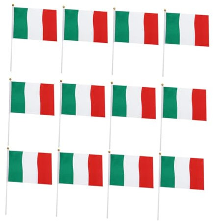 FONDOTIN 100set Bandiere Italiane Poliestere Da Flagge Per Decorazioni Per Sventolabili Per Sport Parate e Celebrazioni