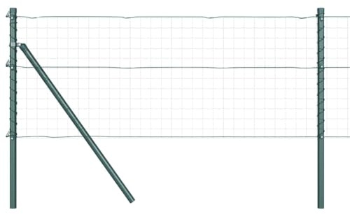 vidaXL Zaunpfosten 7 pcs Grün Stahl, Garten und Terrasse, zylindrischer Pfosten, robustes Zaunsystem, Außendekor, Landschaftsunterstützung
