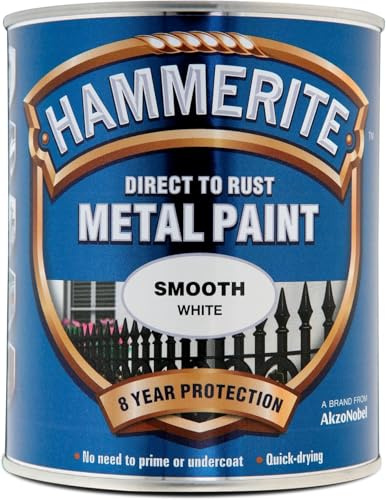 Hammerite Smooth Metal Paint | Quick Drying | Up to 8 Years Protection | Smooth White | 750ml