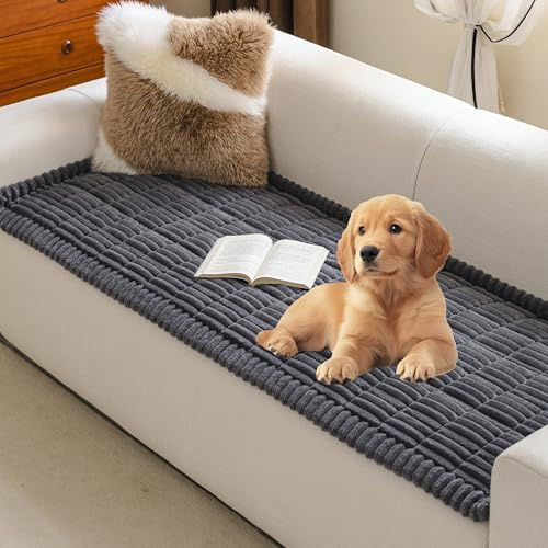 MYSKY HOME Couch Überzug für Haustiere Sofa Überzug 3 sitzer | Dunkelgrau,1 Stück,70x210cm,Sofadecken für Sitzfläche,Anti-Rutsch Sofabezug L Form,Sofa Auflage Ecksofa Bezug